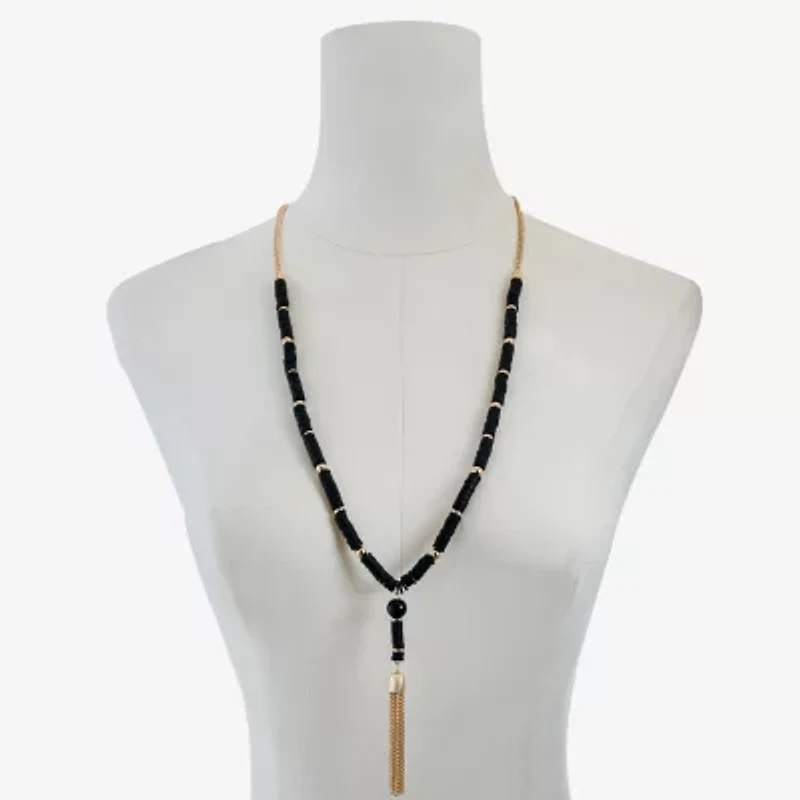 Mixit Gold Tone & Black Beaded Womens 30 Inch Y Necklace