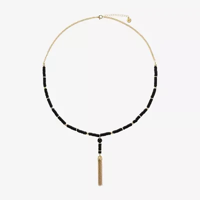 Mixit Gold Tone & Black Beaded Womens 30 Inch Y Necklace