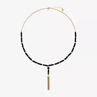 Mixit Gold Tone & Black Beaded Womens 30 Inch Y Necklace