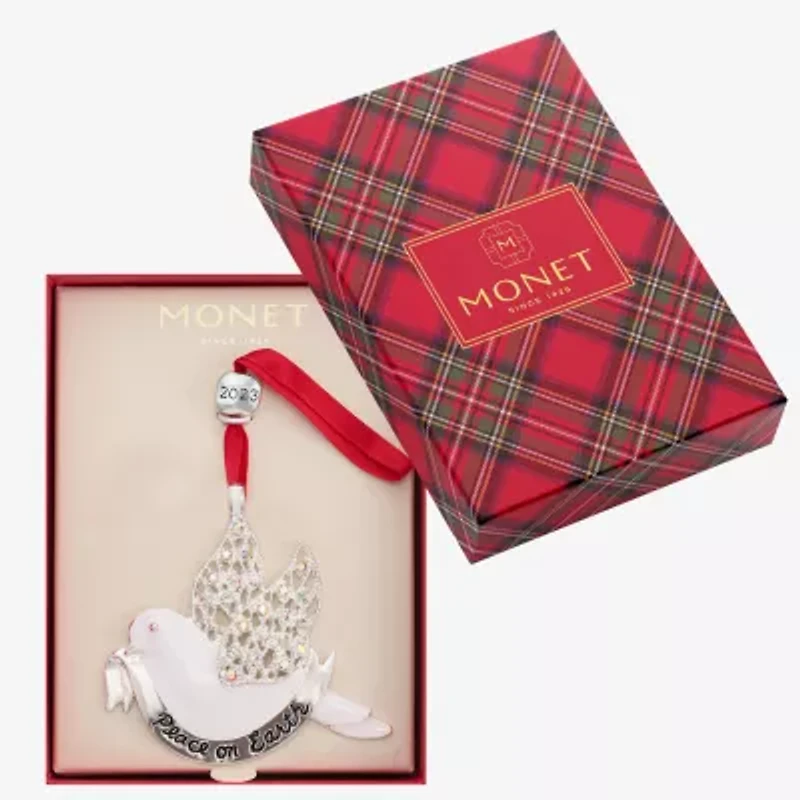 Monet Jewelry Siver Tone Peace On Earth Dove Christmas Ornament