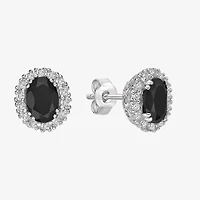 Genuine Black Onyx Sterling Silver 10mm Oval Stud Earrings