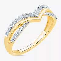 Womens 1/4 CT. T.W. Natural White Diamond 10K Gold Chevron Wedding Band