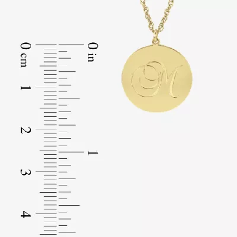 Personalized 14K Gold Over Sterling Silver Initial Disc Pendant Necklace