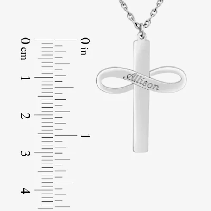 Personalized Womens 24K Gold Over Silver Cross Infinity Name Pendant Necklace