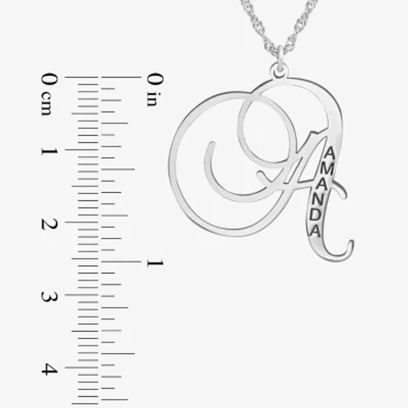 Personalized Womens Name Engraved Initial Pendant Necklace