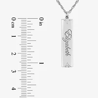 Personalized Name Womens Diamond Accent Natural White 10K Gold Bar 18 Inch Necklace