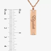 Personalized Name Womens Diamond Accent Natural White 10K Gold Bar 18 Inch Necklace