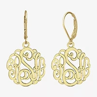 Personalized 14K Gold Over Sterling Silver Monogram Drop Earrings