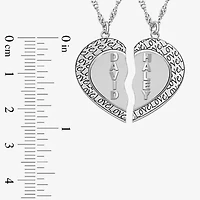 Personalized 14K Gold Over Silver Couple's Name Heart Pendant Necklaces