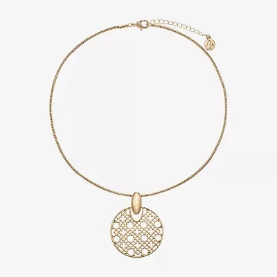 Liz Claiborne Filigree Womens Round 17 Inch Pendant Necklace