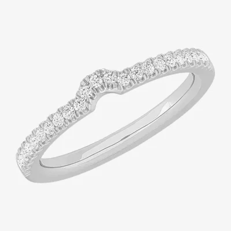 (G-H / Si1-Si2) Womens 1/7 CT. T.W. Lab Grown White Diamond 10K Gold Wedding Band