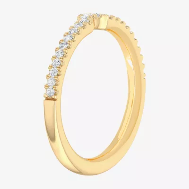 (G-H / Si1-Si2) Womens 1/7 CT. T.W. Lab Grown White Diamond 10K Gold Wedding Band