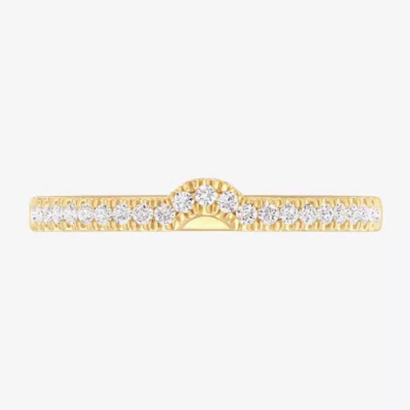 (G-H / Si1-Si2) Womens 1/7 CT. T.W. Lab Grown White Diamond 10K Gold Wedding Band