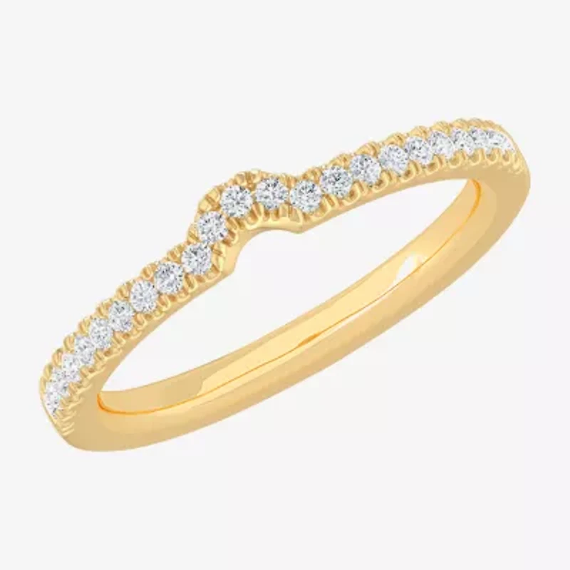 (G-H / Si1-Si2) Womens 1/7 CT. T.W. Lab Grown White Diamond 10K Gold Wedding Band