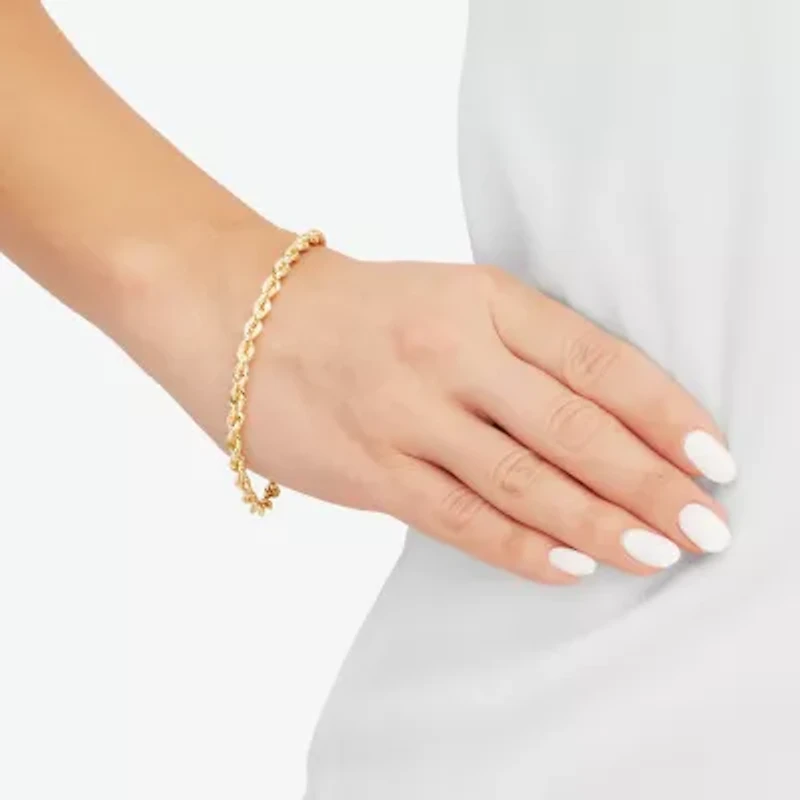 Mens 10K Gold 8 1/2 Inch Hollow Rope Chain Bracelet