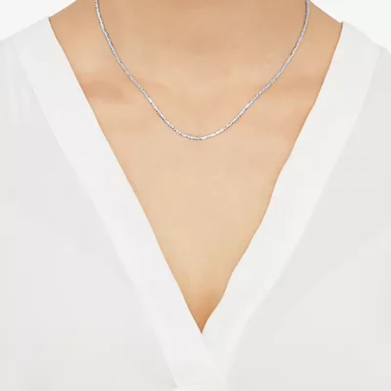 14K White Gold 16-20" 1.4mm Crisscross Chain