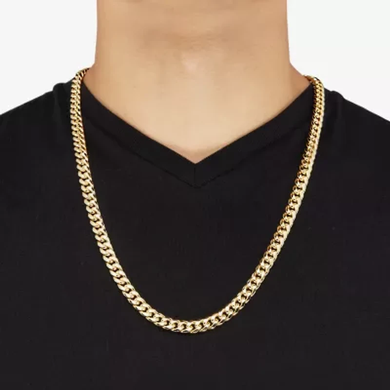Made in Italy Mens 10K Gold 22 Inch Cuban Chain Necklace