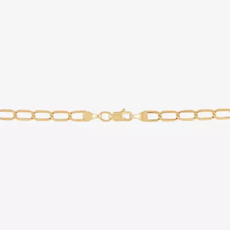 14K Gold 18 - 22 Inch Hollow Elongated Curb Chain Necklace