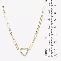Paris 1901 By Charles Garnier Womens White Cubic Zirconia 18K Gold Over Silver Heart 18 Inch Pendant Necklace