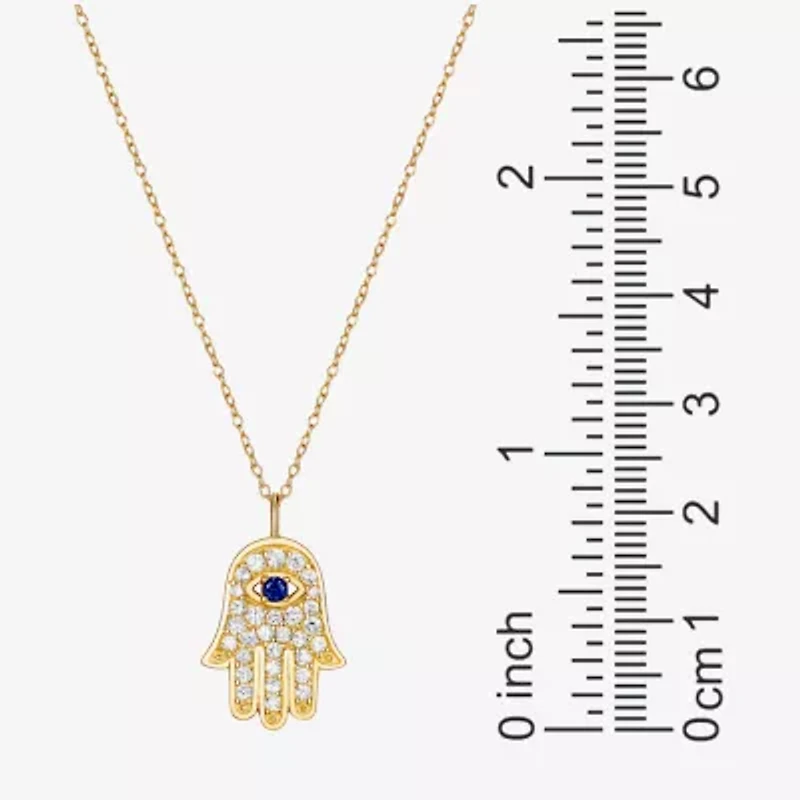 Womens 1/2 CT. T.W. Multi Color Cubic Zirconia 18K Gold Over Silver Hamsa 18 Inch Pendant Necklace