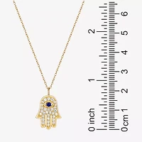 Womens 1/2 CT. T.W. Multi Color Cubic Zirconia 18K Gold Over Silver Hamsa 18 Inch Pendant Necklace