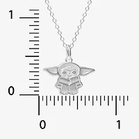 Disney Collection Made in Italy Grogu Girls Sterling Silver 15 Inch Pendant Necklace