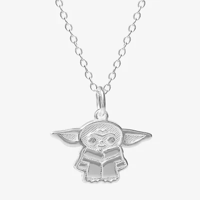 Disney Collection Made in Italy Grogu Girls Sterling Silver 15 Inch Pendant Necklace