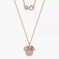 Disney Collection Womens White Cubic Zirconia Sterling Silver 15 Inch Pendant Necklace