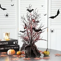 Glitzhome Halloween Lighted Bats Tree Tabletop Decor