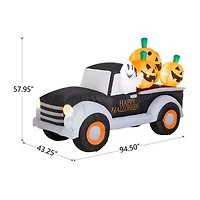 Glitzhome 4.5ft Pumpkin Truck Lighted Halloween Inflatable