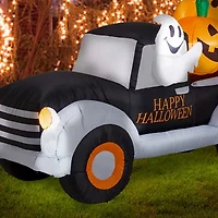 Glitzhome 4.5ft Pumpkin Truck Lighted Halloween Inflatable