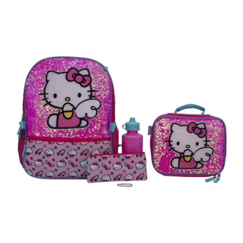 Licensed 5 Piece Hello Kitty Backpack Set with Matching Lunch Bag