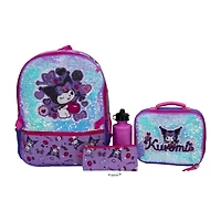 Licensed 5 Piece Kuromi Backpack Set with Matching Lunch Bag