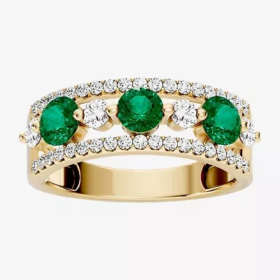 Womens 1/2 CT. T.W. Genuine Green Emerald 10K Gold Round Band