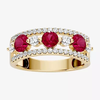 Womens 3/8 CT. T.W. Genuine Red Ruby 10K Gold Band