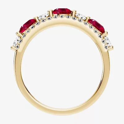 Womens 1/2 CT. T.W. Genuine Red Ruby 10K Gold Round Band