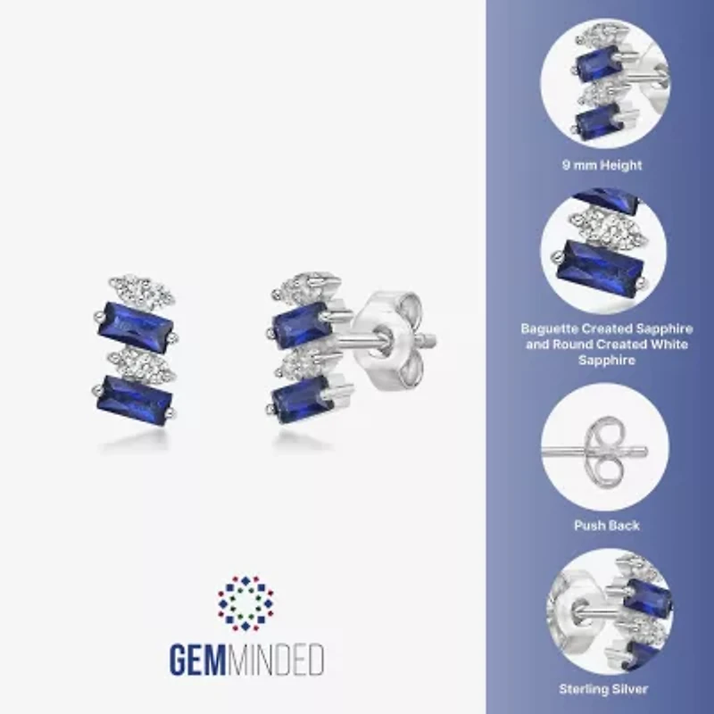 Lab Created Blue Sapphire Sterling Silver 7.5mm Stud Earrings