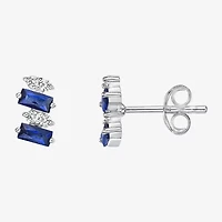 Lab Created Blue Sapphire Sterling Silver 7.5mm Stud Earrings