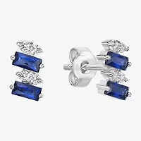 Lab Created Blue Sapphire Sterling Silver 7.5mm Stud Earrings