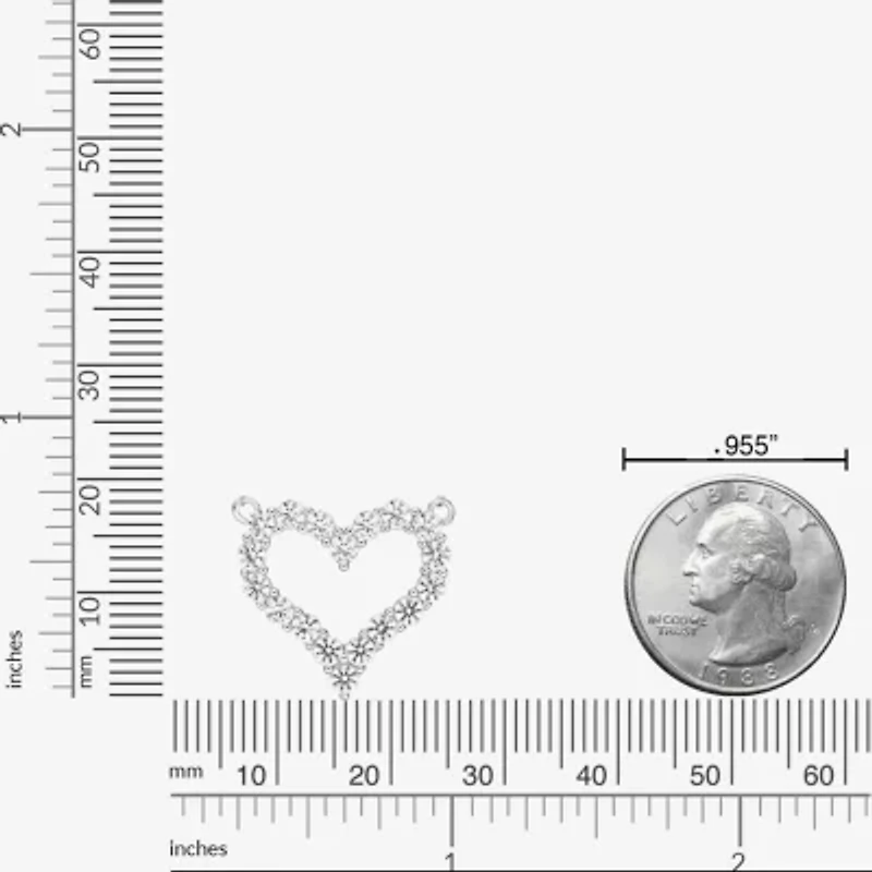 Womens Lab Created White Sapphire Sterling Silver Heart 18 Inch Pendant Necklace