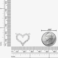 Womens Lab Created White Sapphire Sterling Silver Heart 18 Inch Pendant Necklace