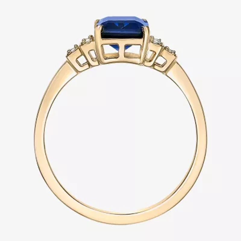 Womens Lab Created Blue Sapphire 18K Gold Over Silver Cocktail Ring