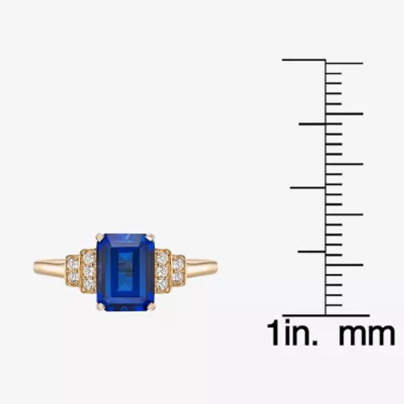 Womens Lab Created Blue Sapphire 18K Gold Over Silver Cocktail Ring