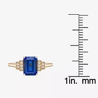 Womens Lab Created Blue Sapphire 18K Gold Over Silver Cocktail Ring