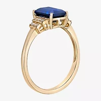 Womens Lab Created Blue Sapphire 18K Gold Over Silver Cocktail Ring