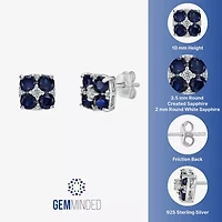 Lab Created Blue Sapphire Sterling Silver 7.5mm Flower Stud Earrings