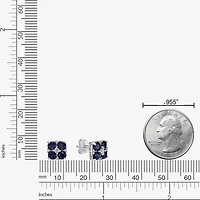 Lab Created Blue Sapphire Sterling Silver 7.5mm Flower Stud Earrings