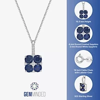 Womens Lab Created Sapphire Sterling Silver Inch Pendant Necklace