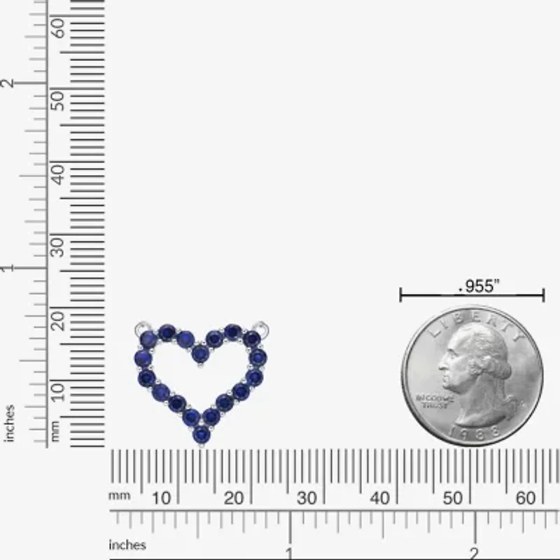 Womens Lab Created Sapphire Sterling Silver Heart 18 Inch Pendant Necklace