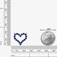 Womens Lab Created Sapphire Sterling Silver Heart 18 Inch Pendant Necklace
